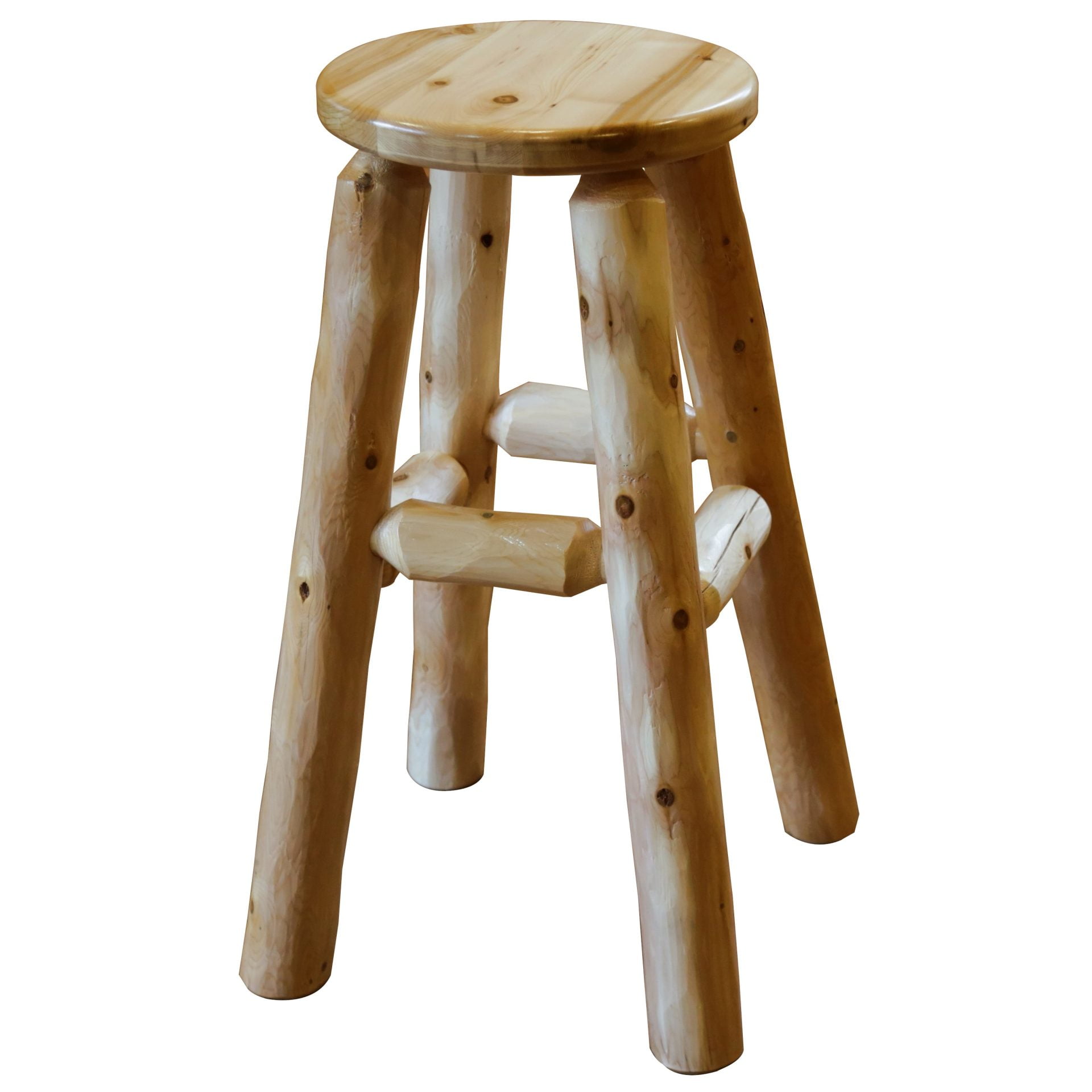 Rustic White Cedar Log Barstool