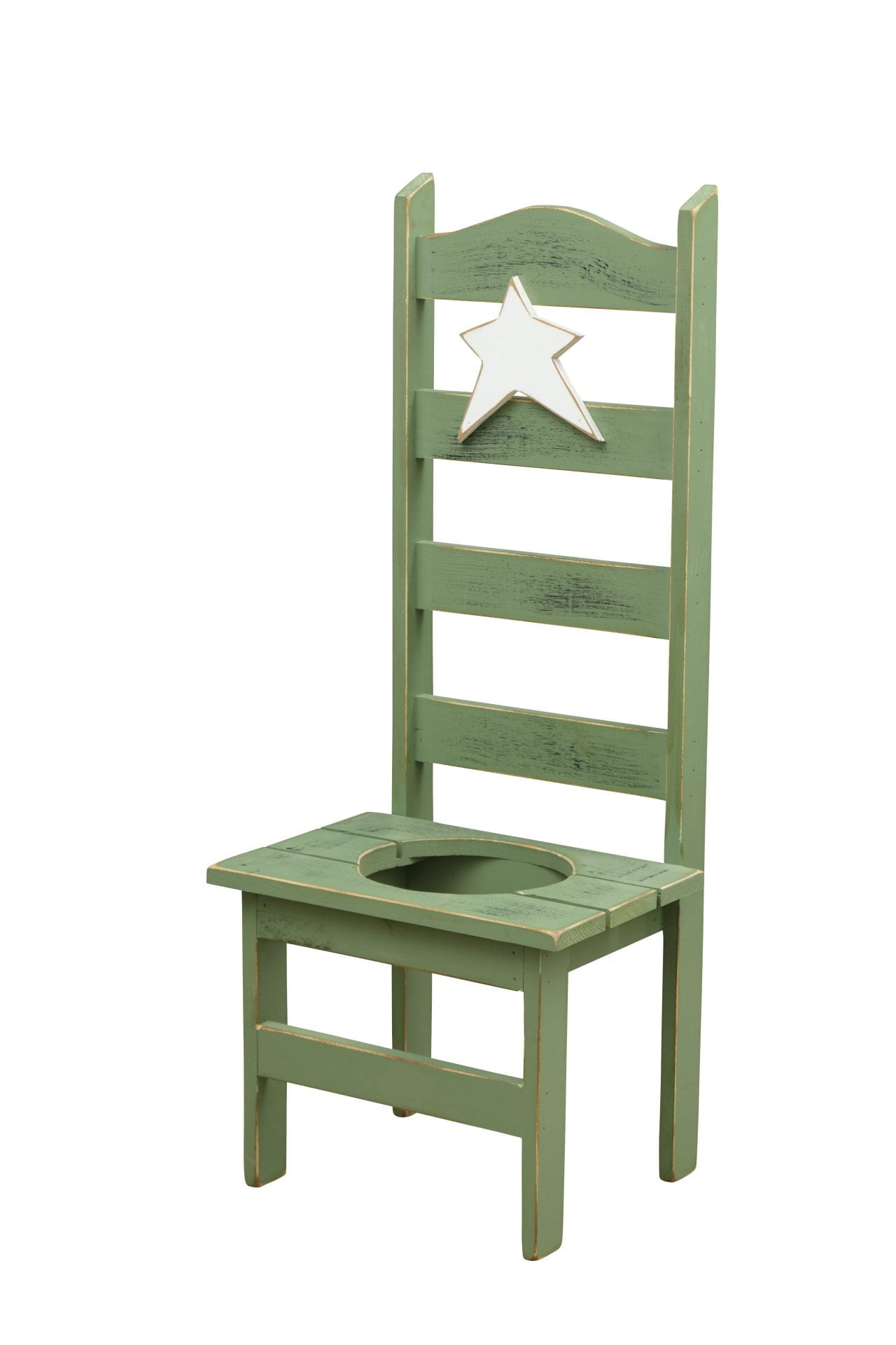 Primitive Pine Flower Pot Holder Chair with Rustic Star