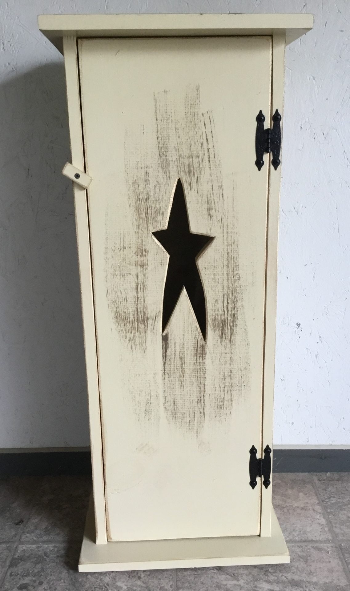 Primitive Pine Storage Cabinet with Rustic Star Cut Out