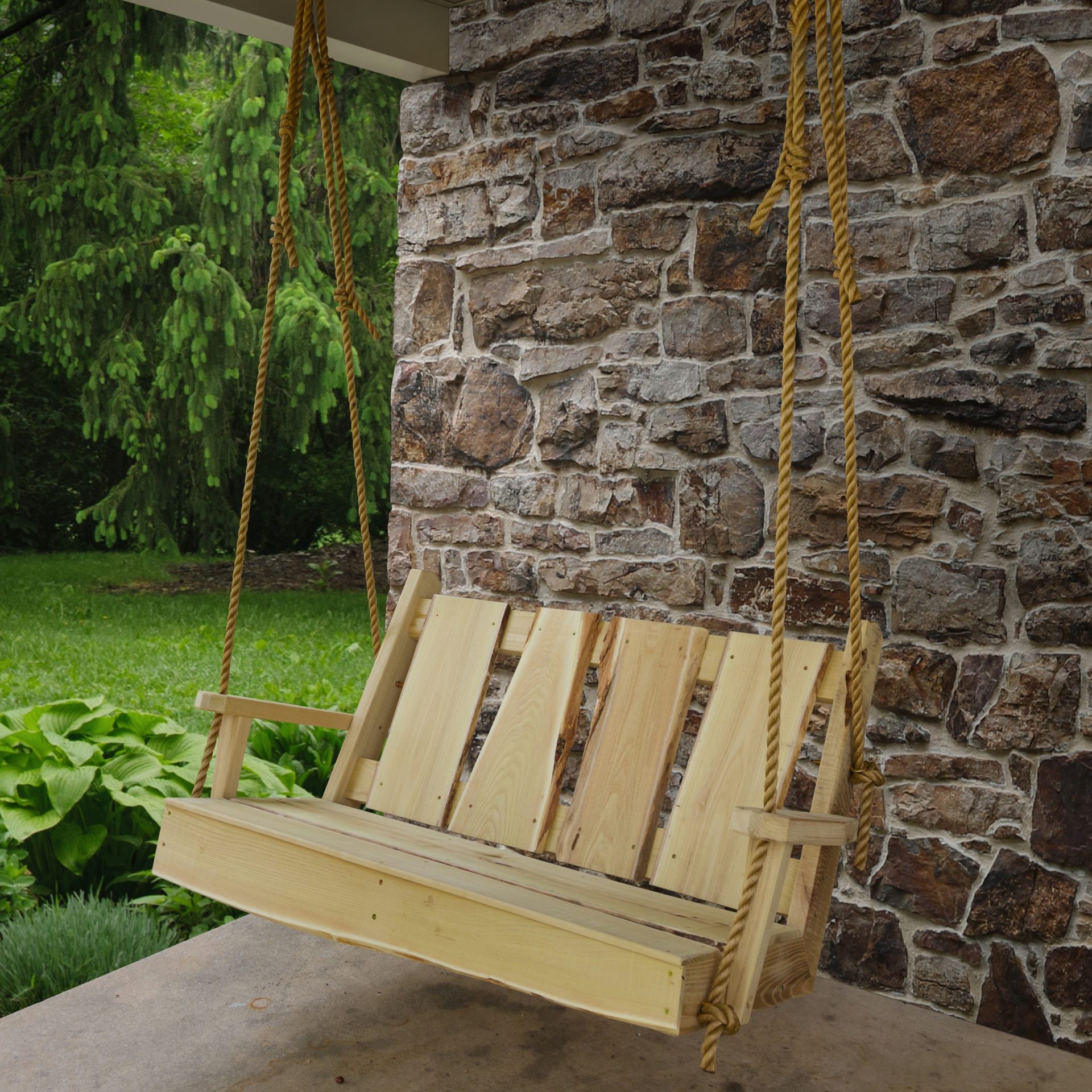 A&L Furniture Live Edge Locust Timberland Porch Swing