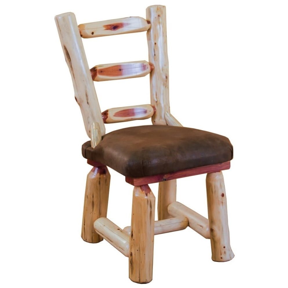 Rustic Red Cedar Log Dining Chair with Upholstered Seat