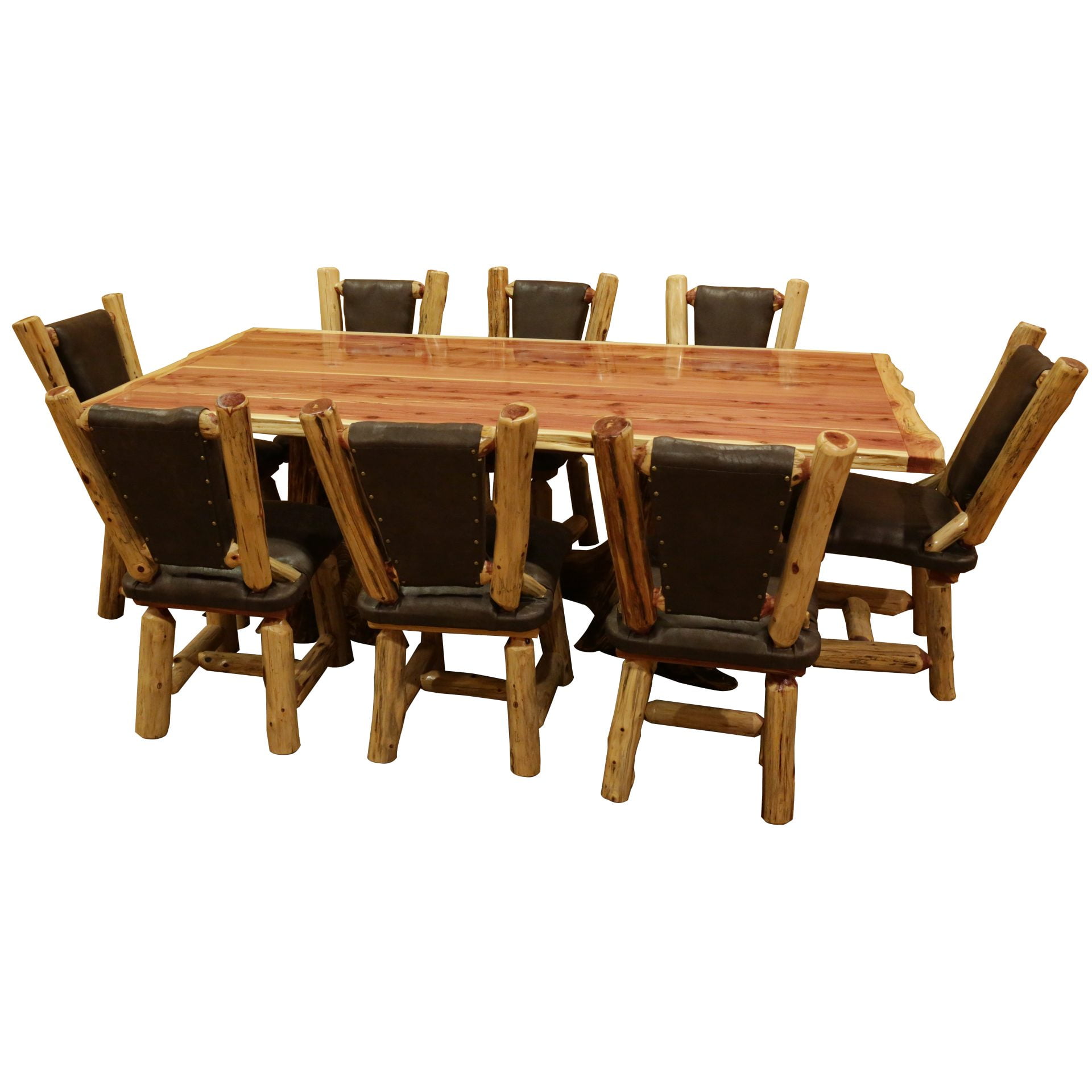 Rustic Red Cedar Log 9-Piece Stump Dining Set