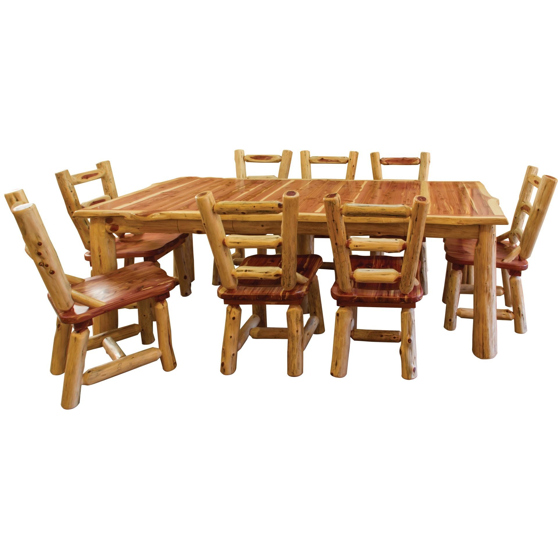 Rustic Red Cedar Log 9-Piece Extension Dining Set
