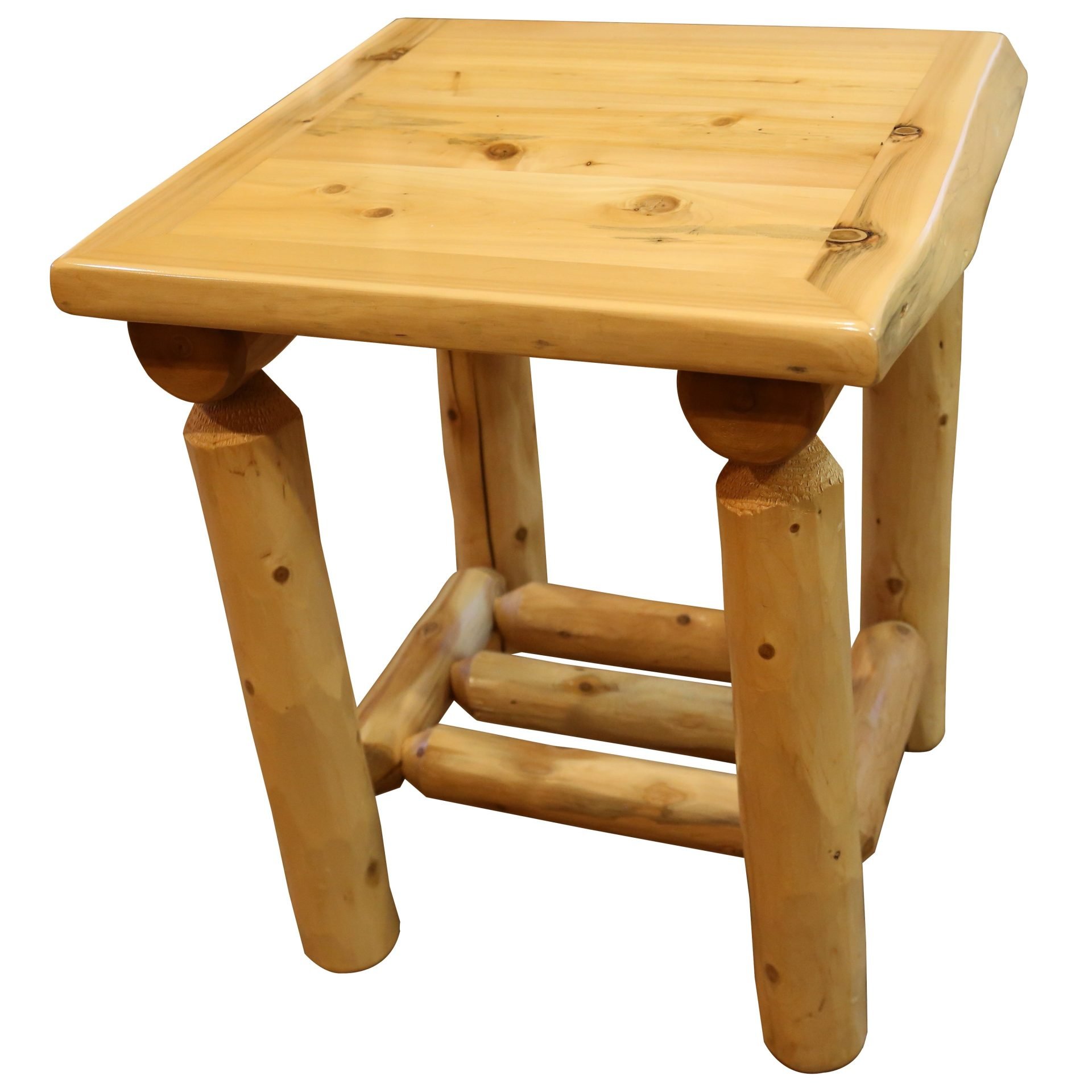 Rustic White Cedar Log End Table