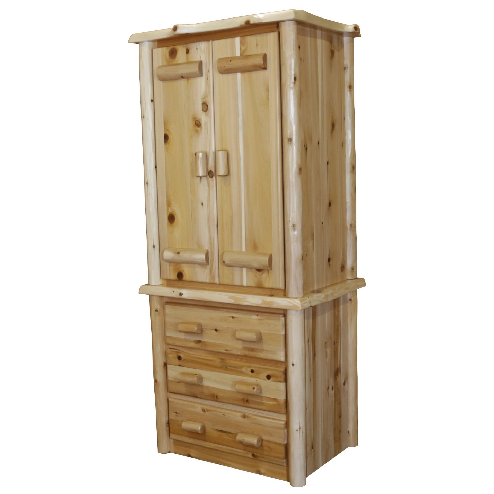 Rustic White Cedar Log Armoire