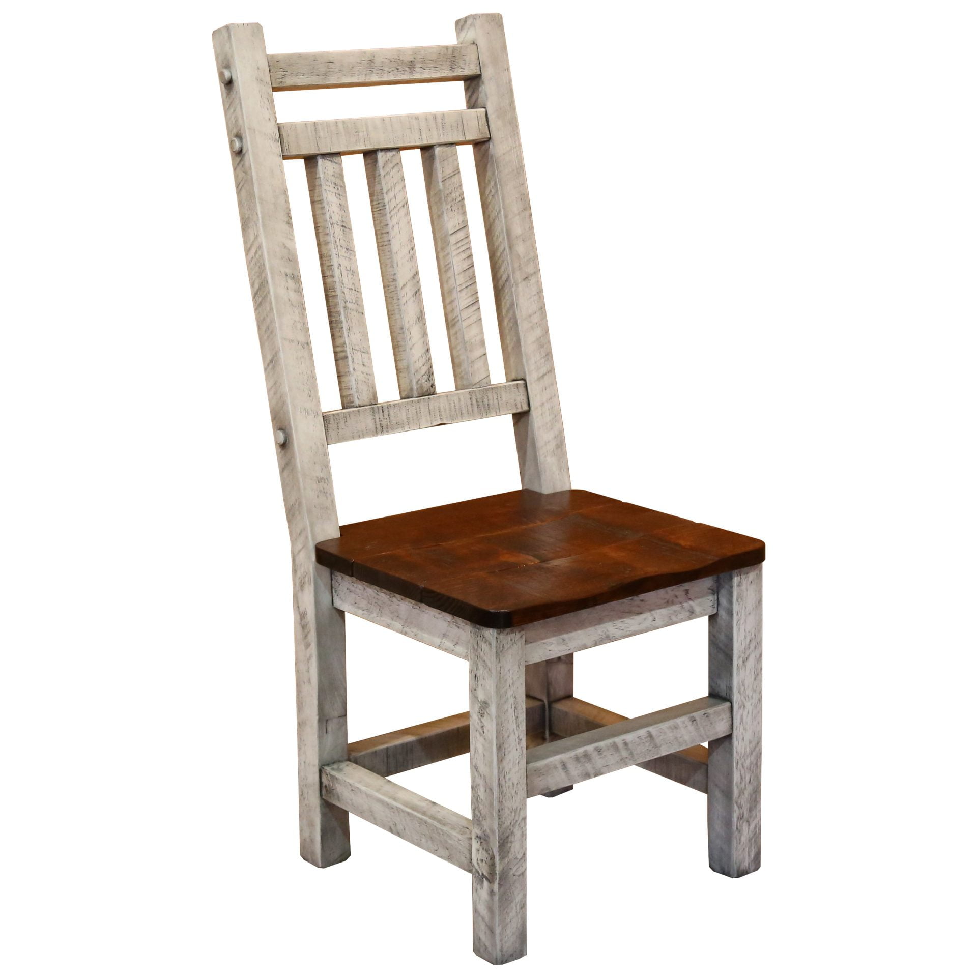 Set of 2 Barnwood Style Timber Peg Dining Chairs