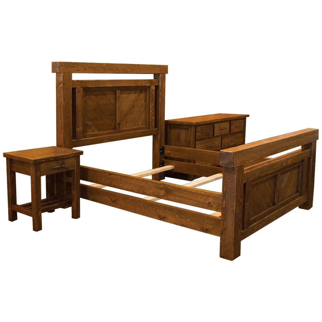 Barnwood Style Timber Peg Panel Bedroom Set