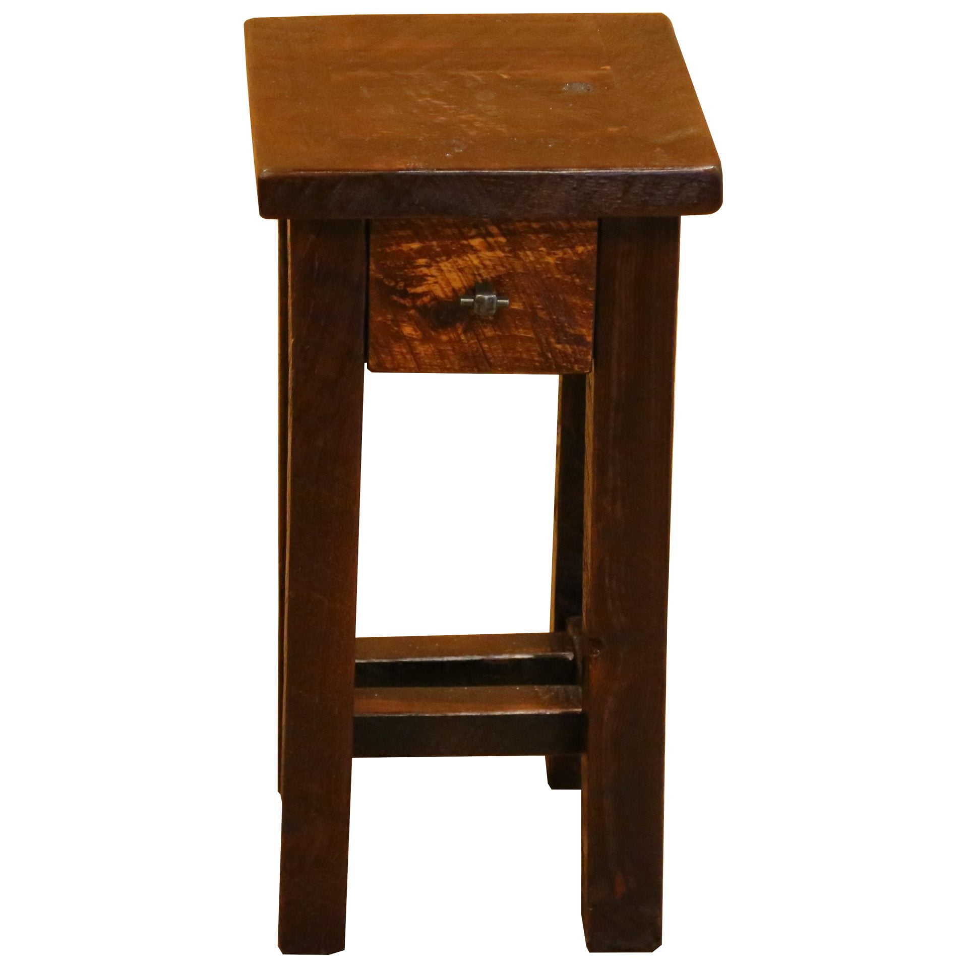 Barnwood Style Timber Peg Small 1-Drawer End Table
