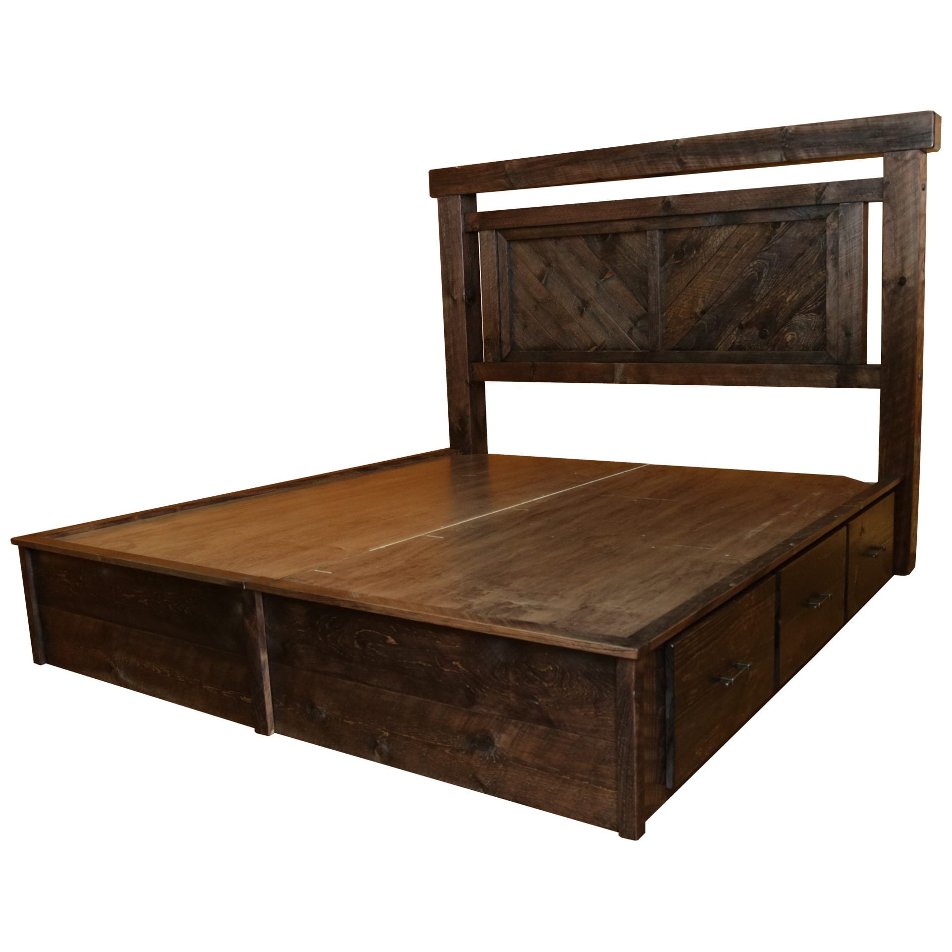 Barnwood Style Timber Peg Panel Platform Bed