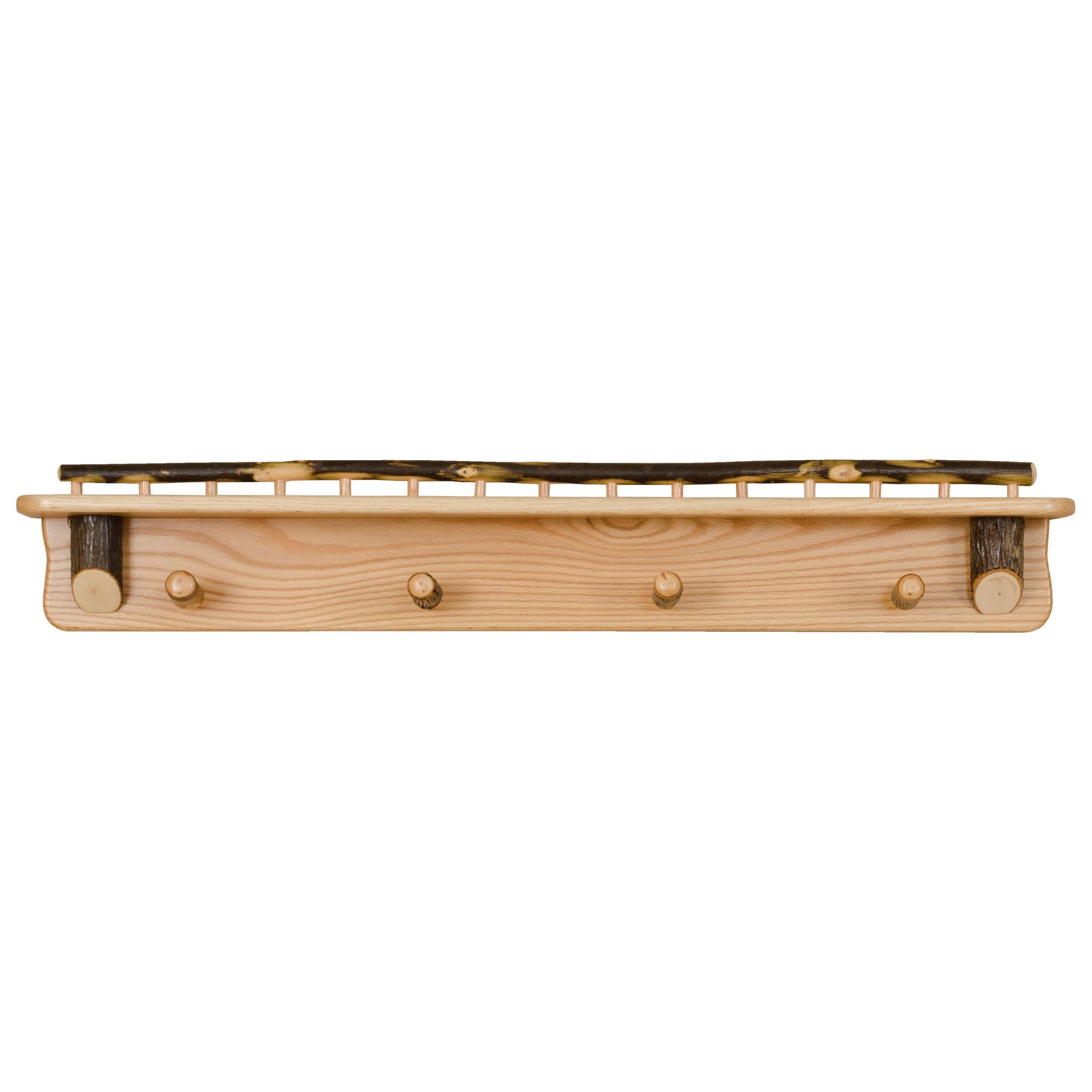Rustic Hickory Coat Rack with Shelf