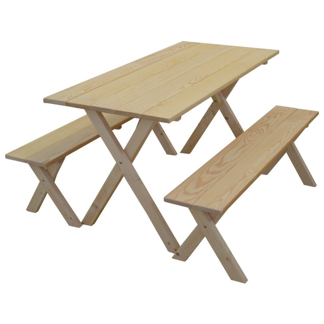 Pine Economy Picnic Table with Two Detached Benches