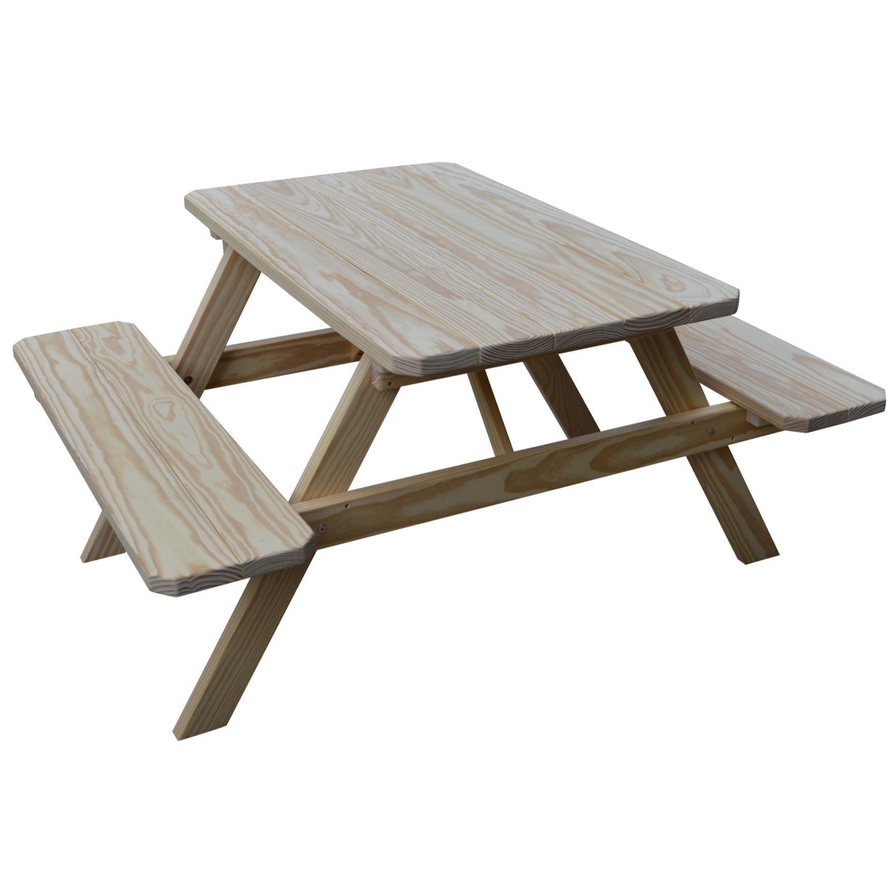 Pine Picnic Table with Attached Benches