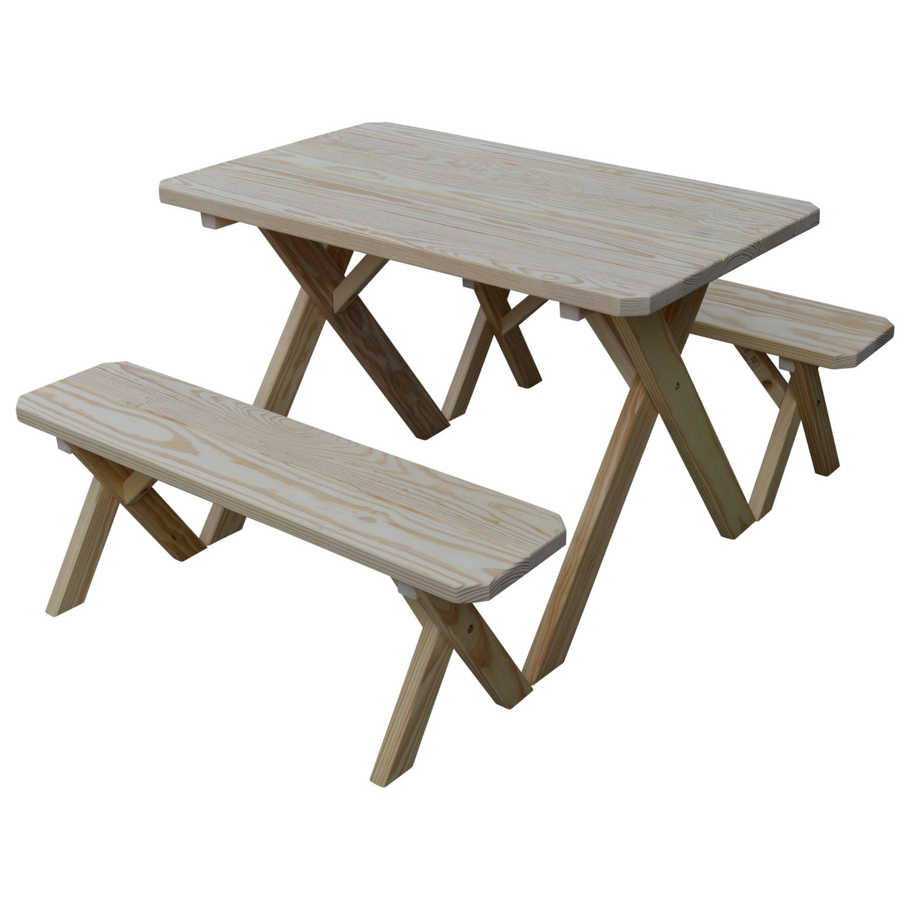 Pine Cross Leg Picnic Table with Benches