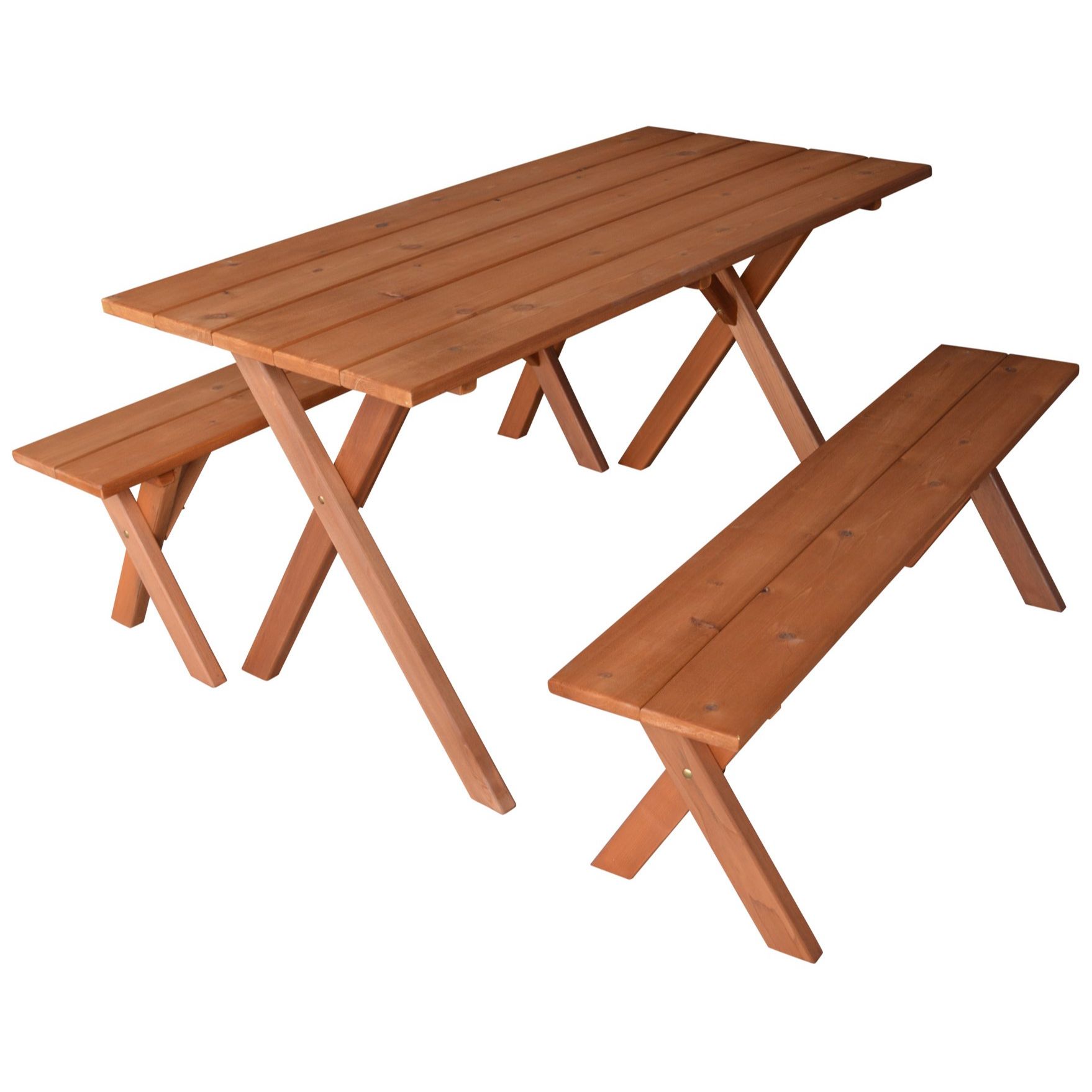 Cedar Economy Picnic Table with Two Detached Benches