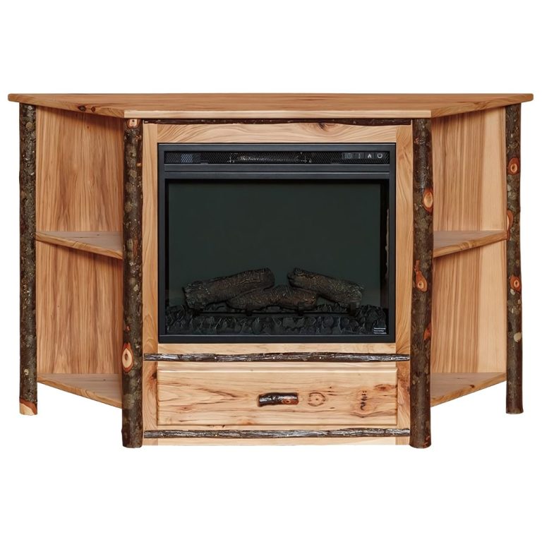Rustic Hickory Angled Fireplace TV Stand