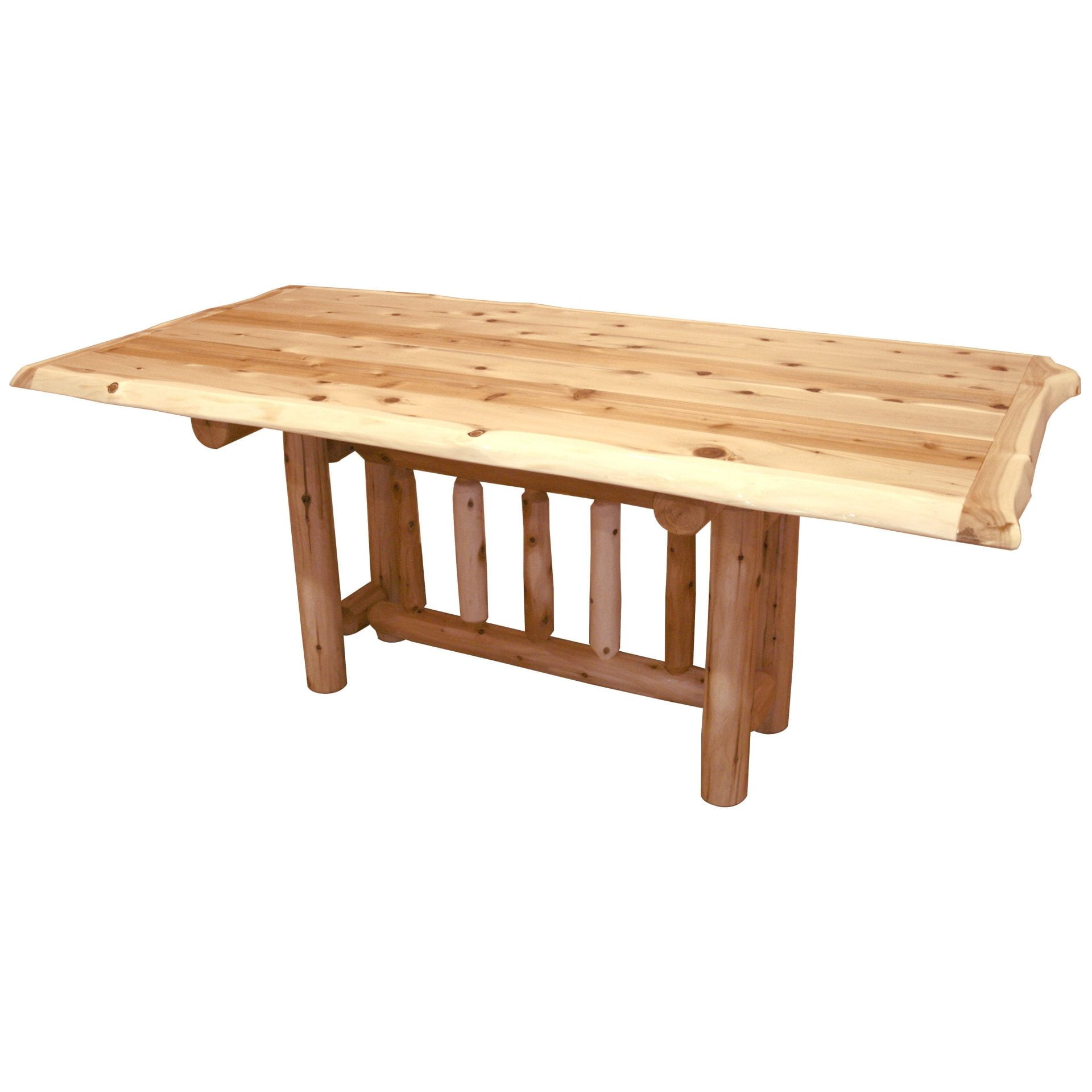 Rustic White Cedar Log Trestle Dining Table