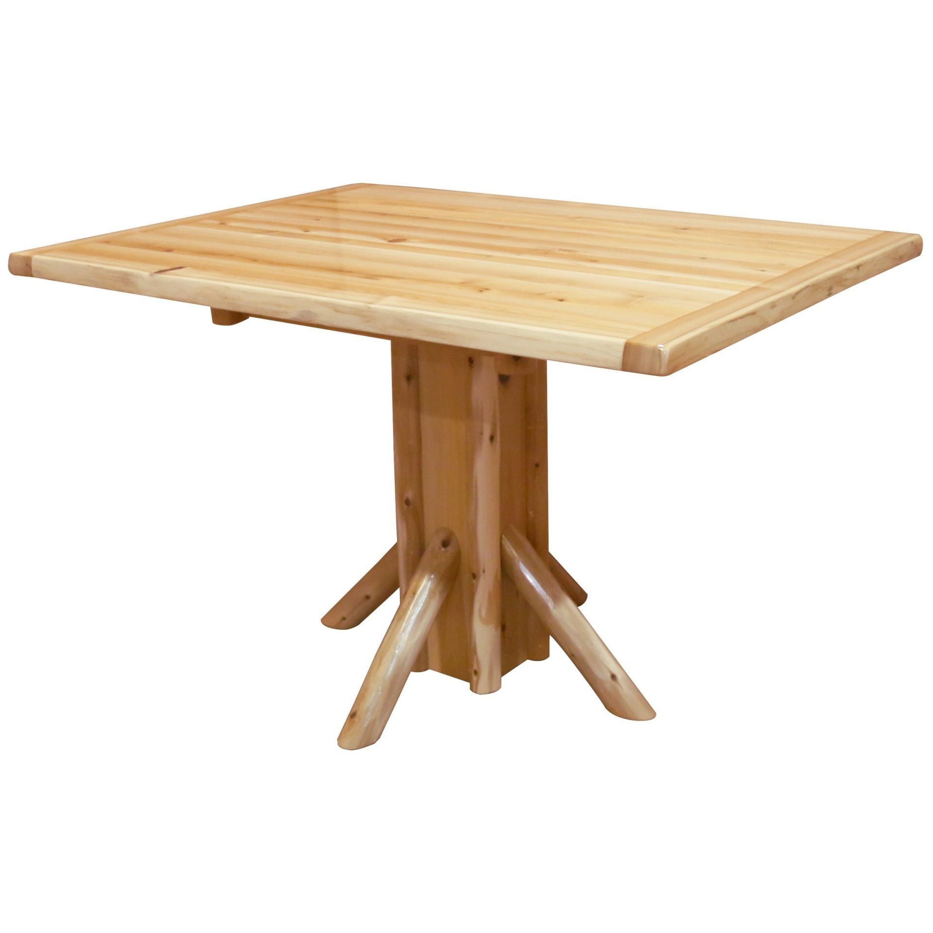 Rustic White Cedar Log Pedestal Dining Table