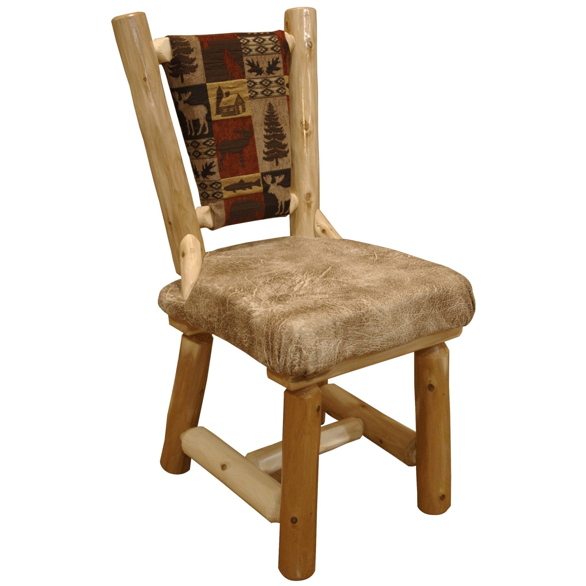 Rustic White Cedar Log Upholstered Dining Chair