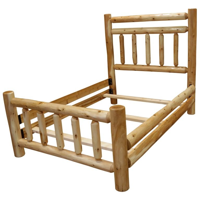 Rustic White Cedar Log Mission Style Double Top Rail Bed