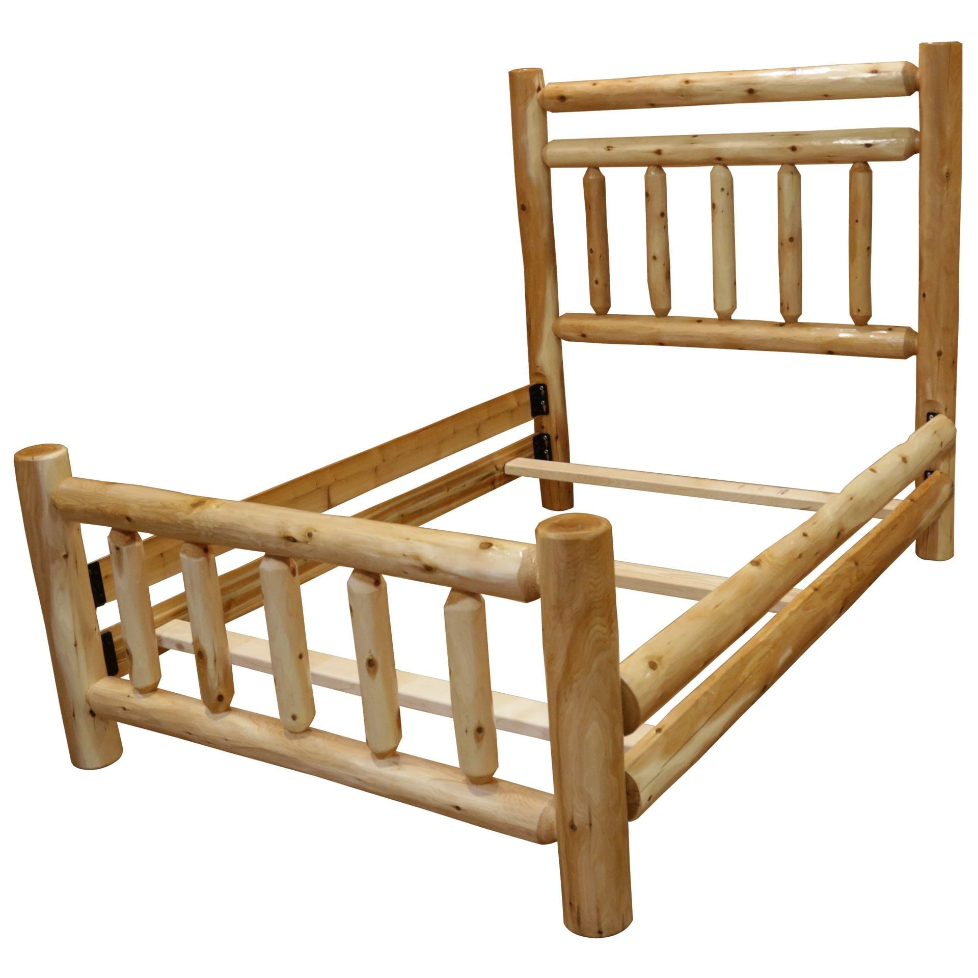 Rustic White Cedar Log Mission Style Double Top Rail Bed