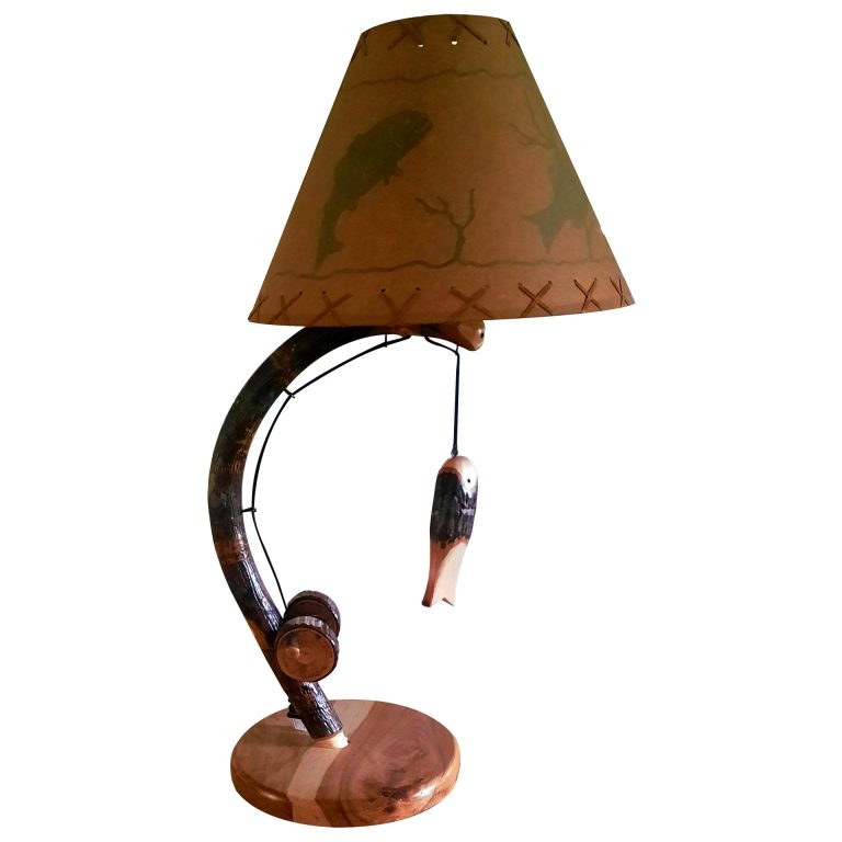 Rustic Hickory Fishing Pole Table Lamp