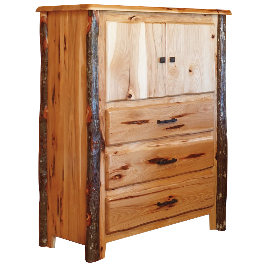 Rustic Hickory Armoire with Drawers