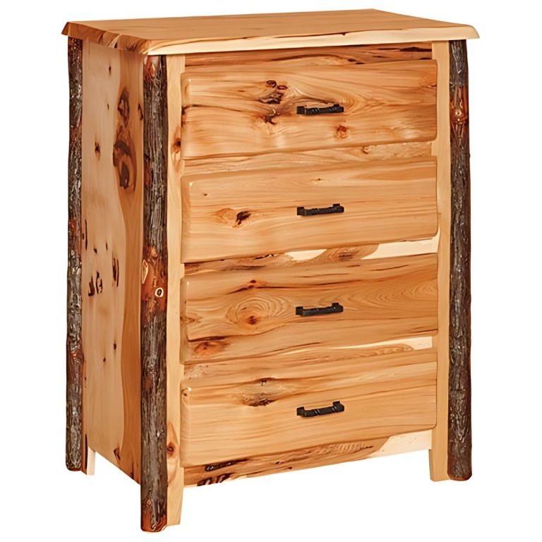 Rustic Hickory Wavy Edge 4-Drawer Dresser