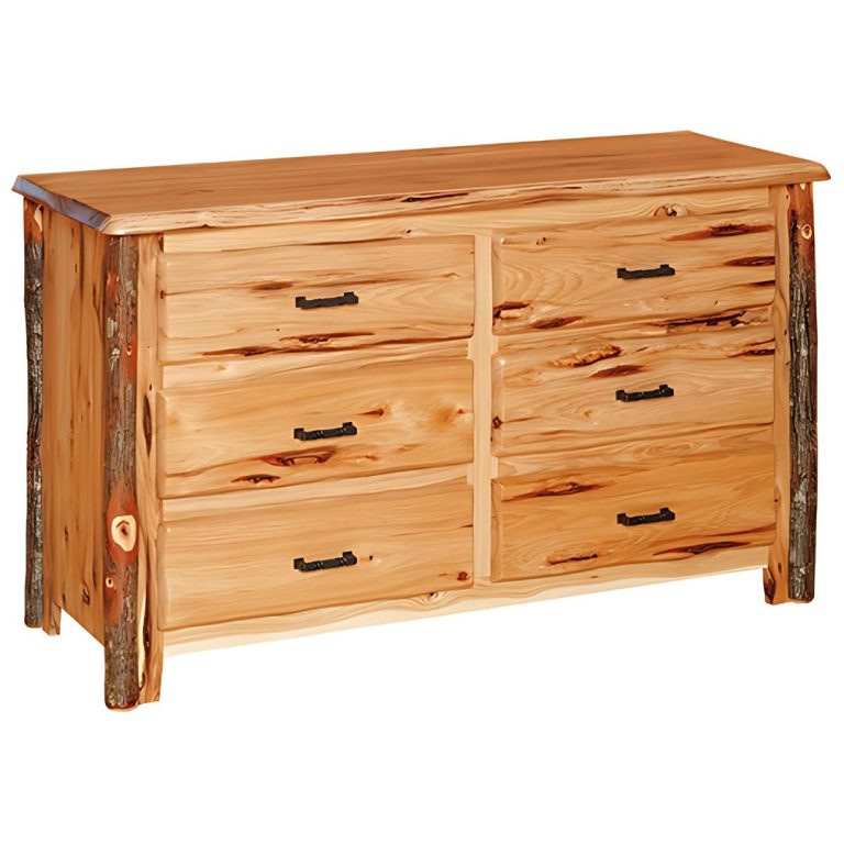 Rustic Hickory Wavy Edge 6-Drawer Dresser