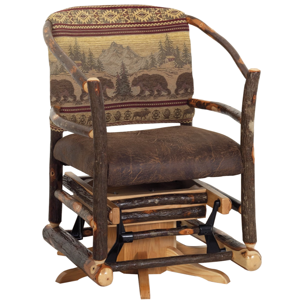 Rustic Hickory Hoop Swivel Glider