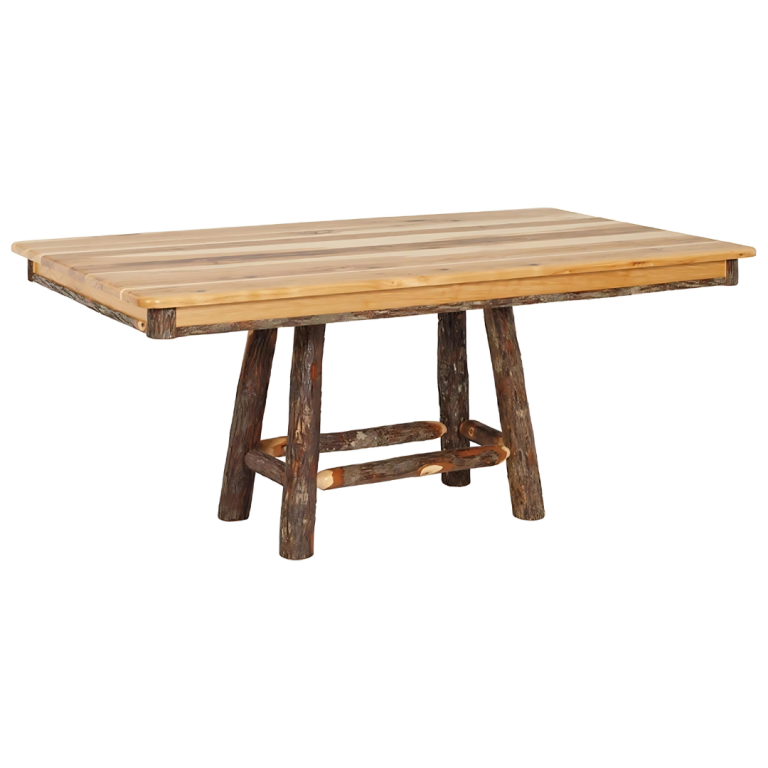 Rustic Hickory 4-Leg Pedestal Table