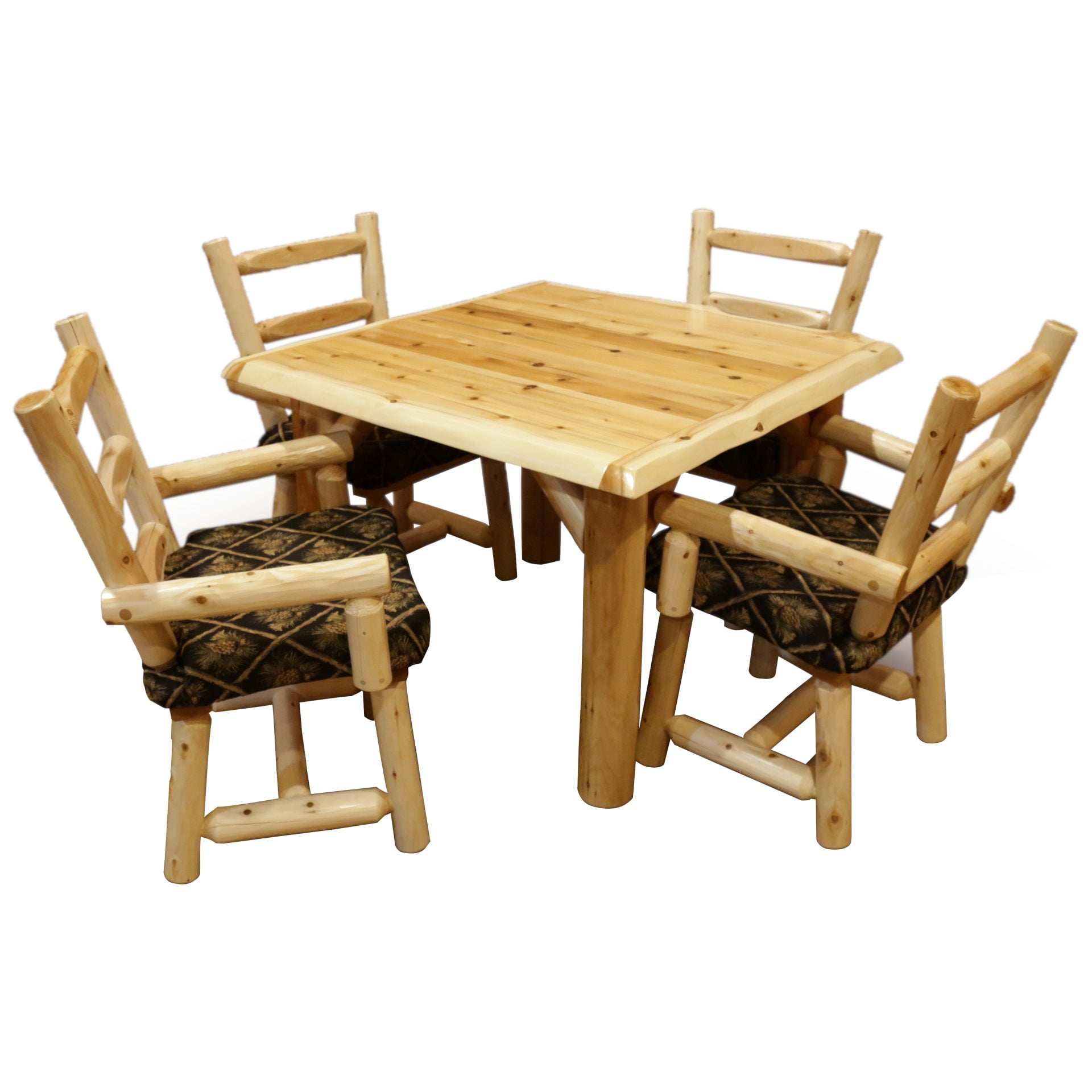 Rustic White Cedar Log 5-Piece Dining Set