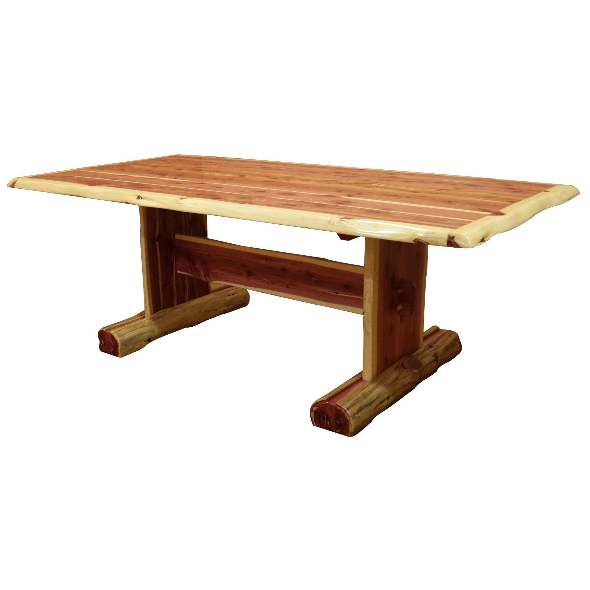 Rustic Red Cedar Log Trestle Dining Table