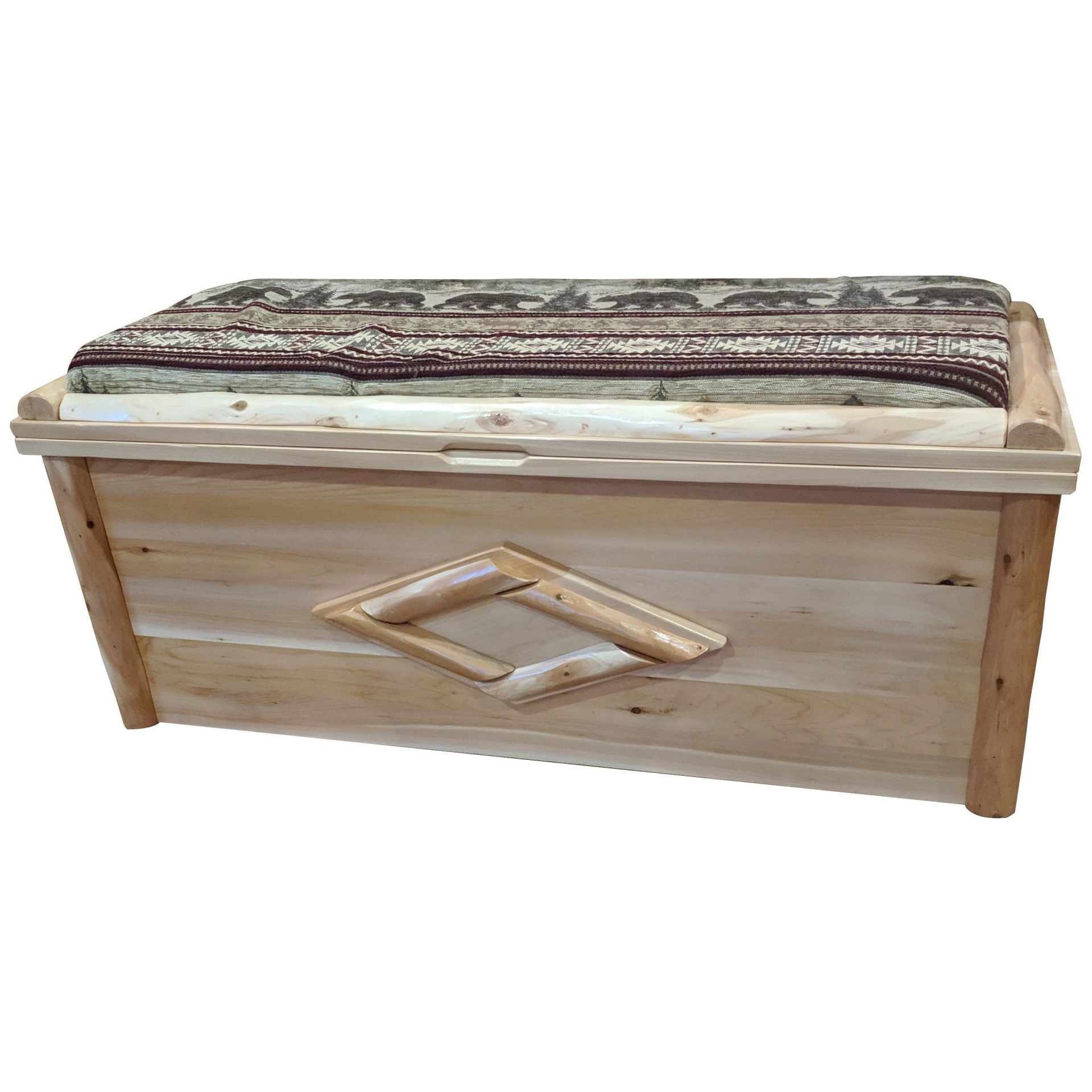 Rustic White Cedar Log Cushion Top Blanket Chest