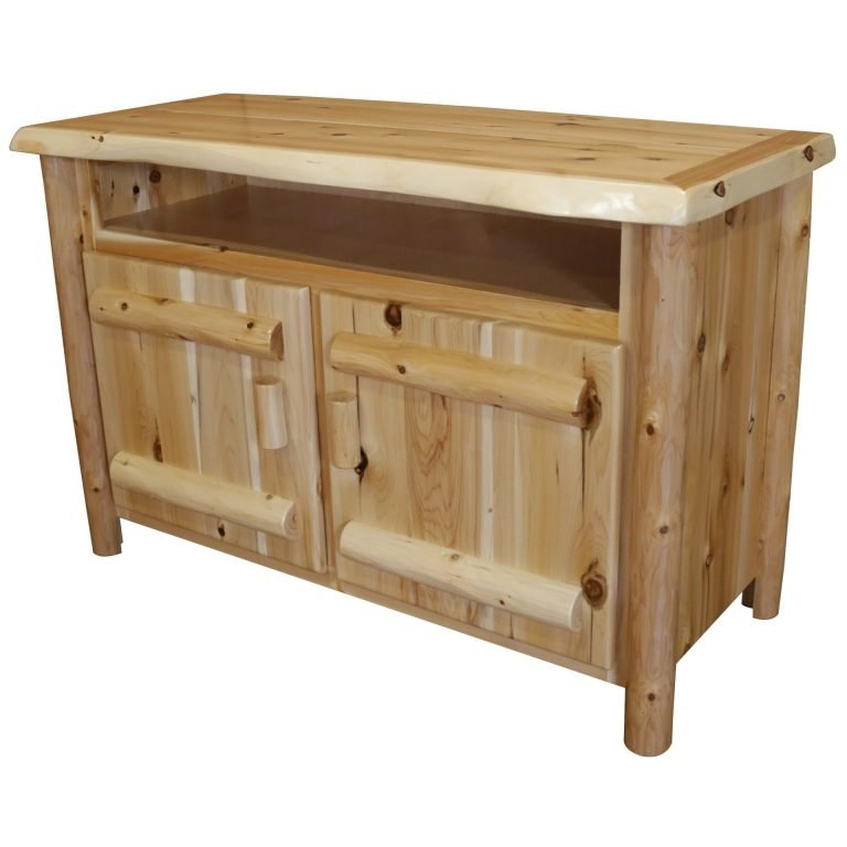 Rustic White Cedar Log Entertainment Stand