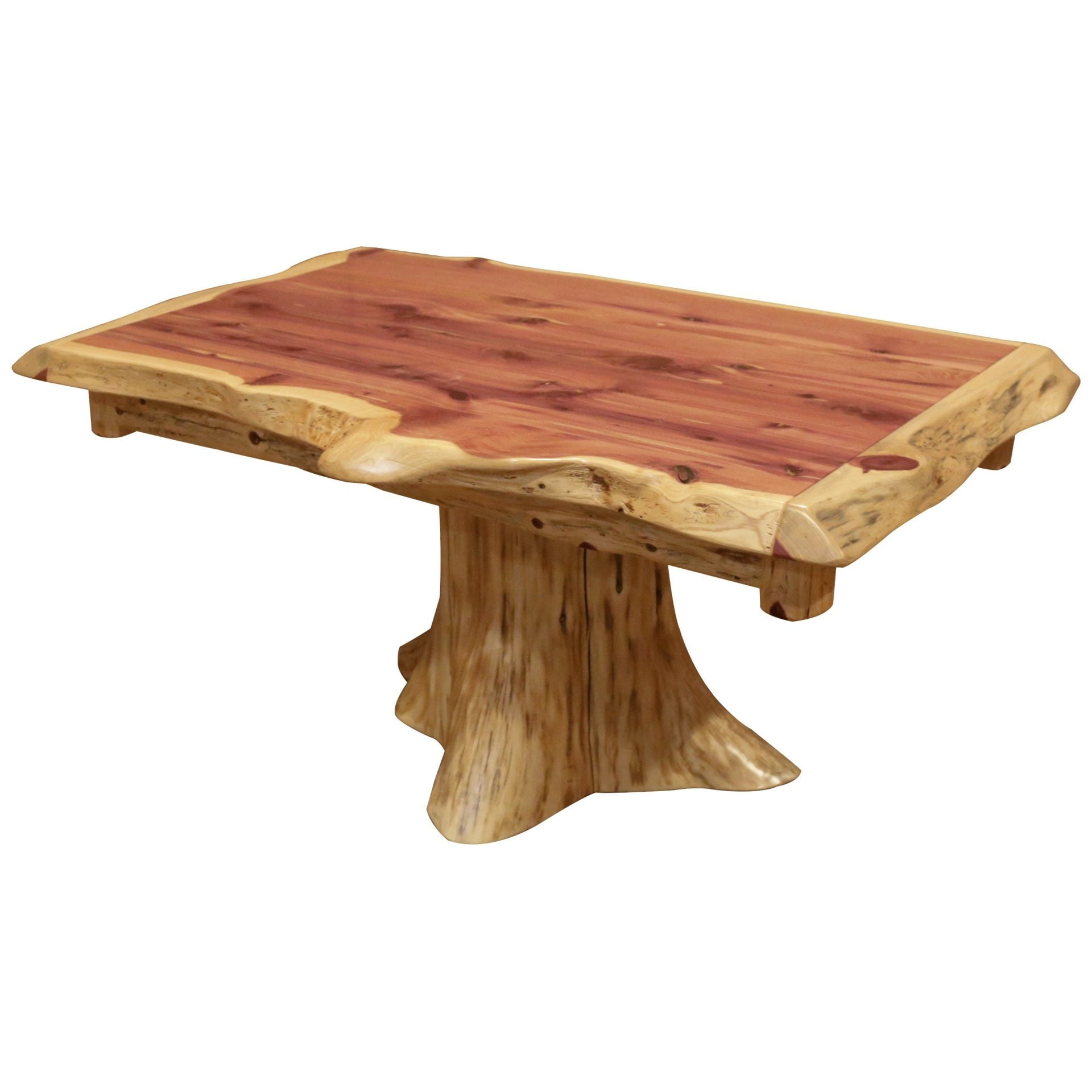 Rustic Red Cedar Log Stump Coffee Table