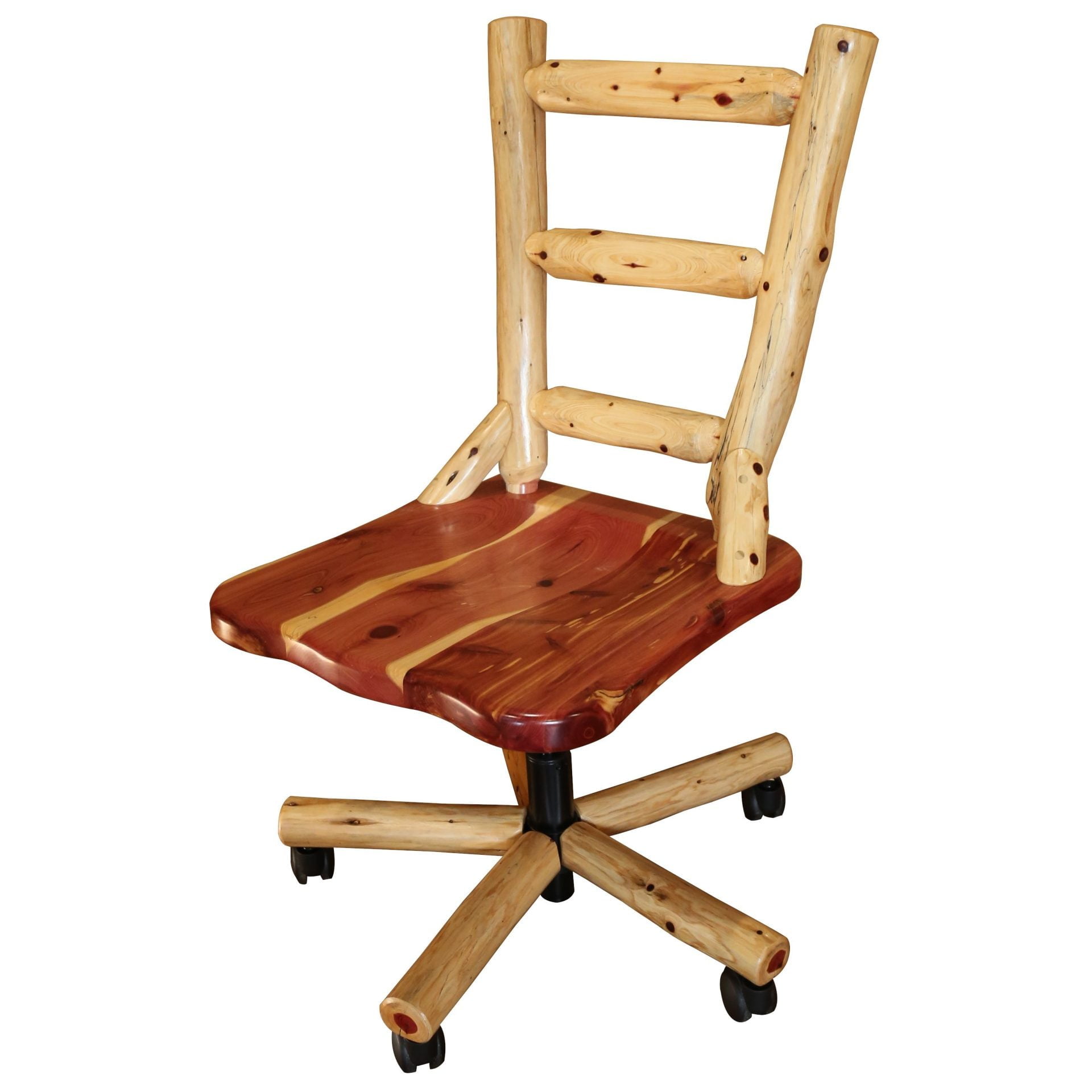 Rustic Red Cedar Log Rolling Office Chair