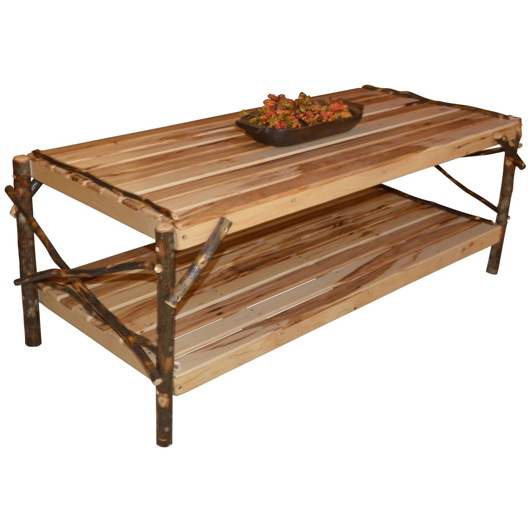 Hickory Coffee Table with Shelf