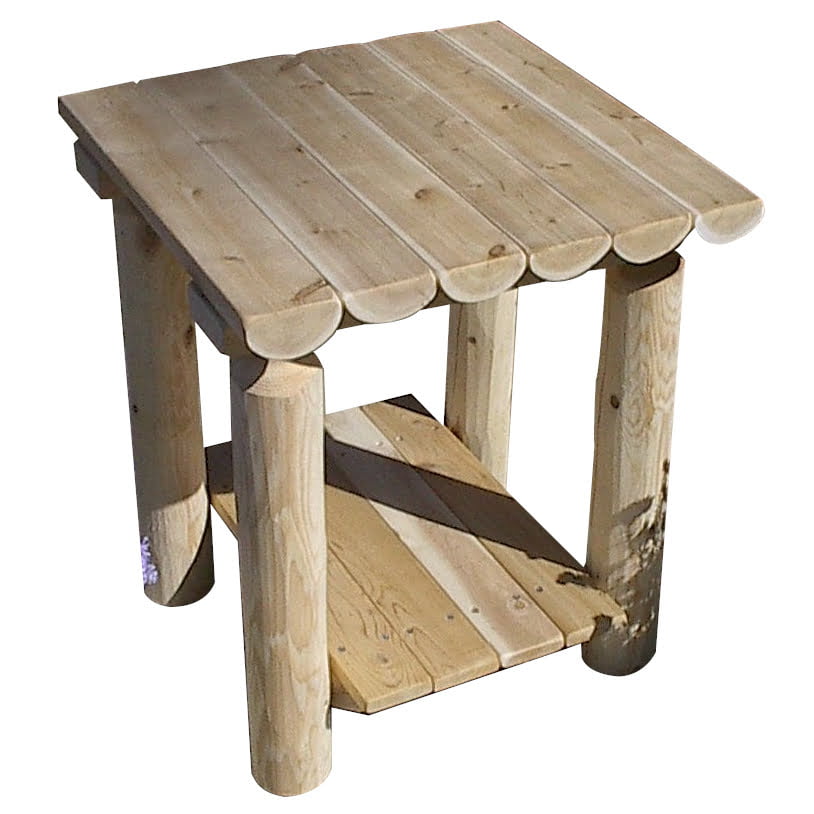 White Cedar Log 2-Tier End Table