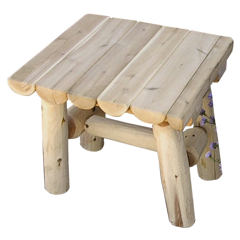 White Cedar Log Square End Table