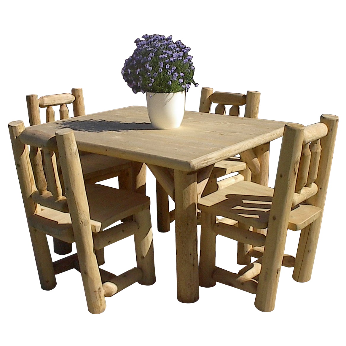 White Cedar Log Dining Set