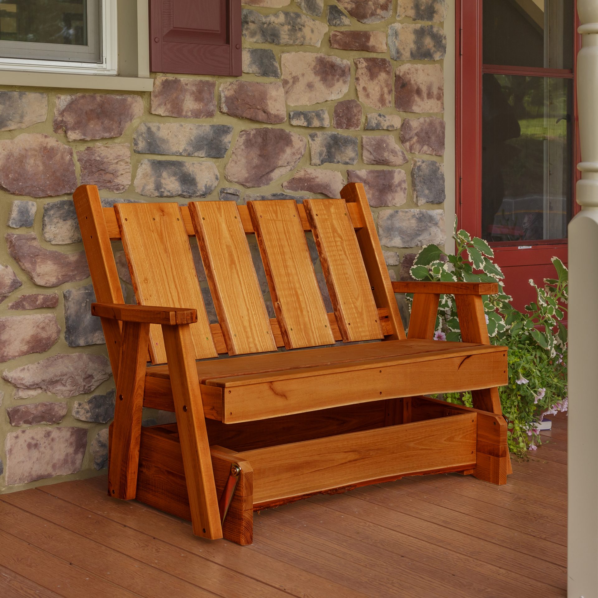 A&L Furniture Live Edge Locust Timberland Glider Bench