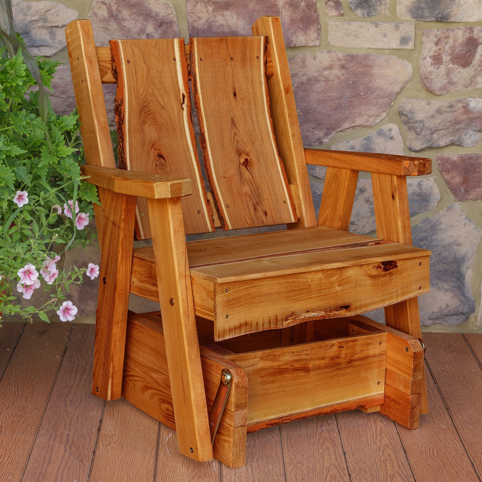 A&L Furniture Live Edge Locust Timberland Glider Chair