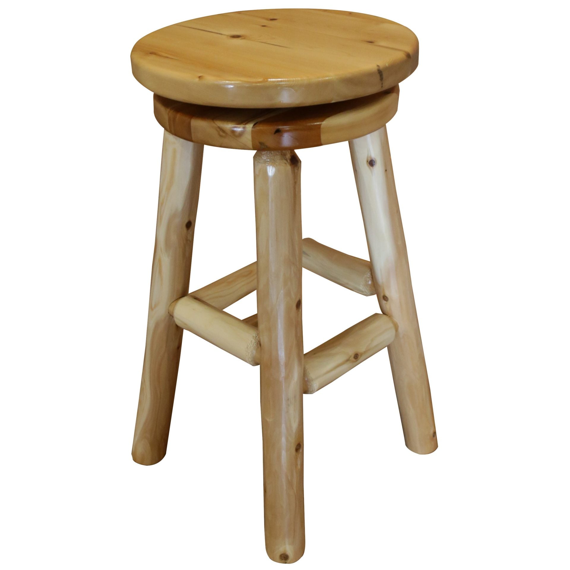 Rustic White Cedar Log Swivel Barstool