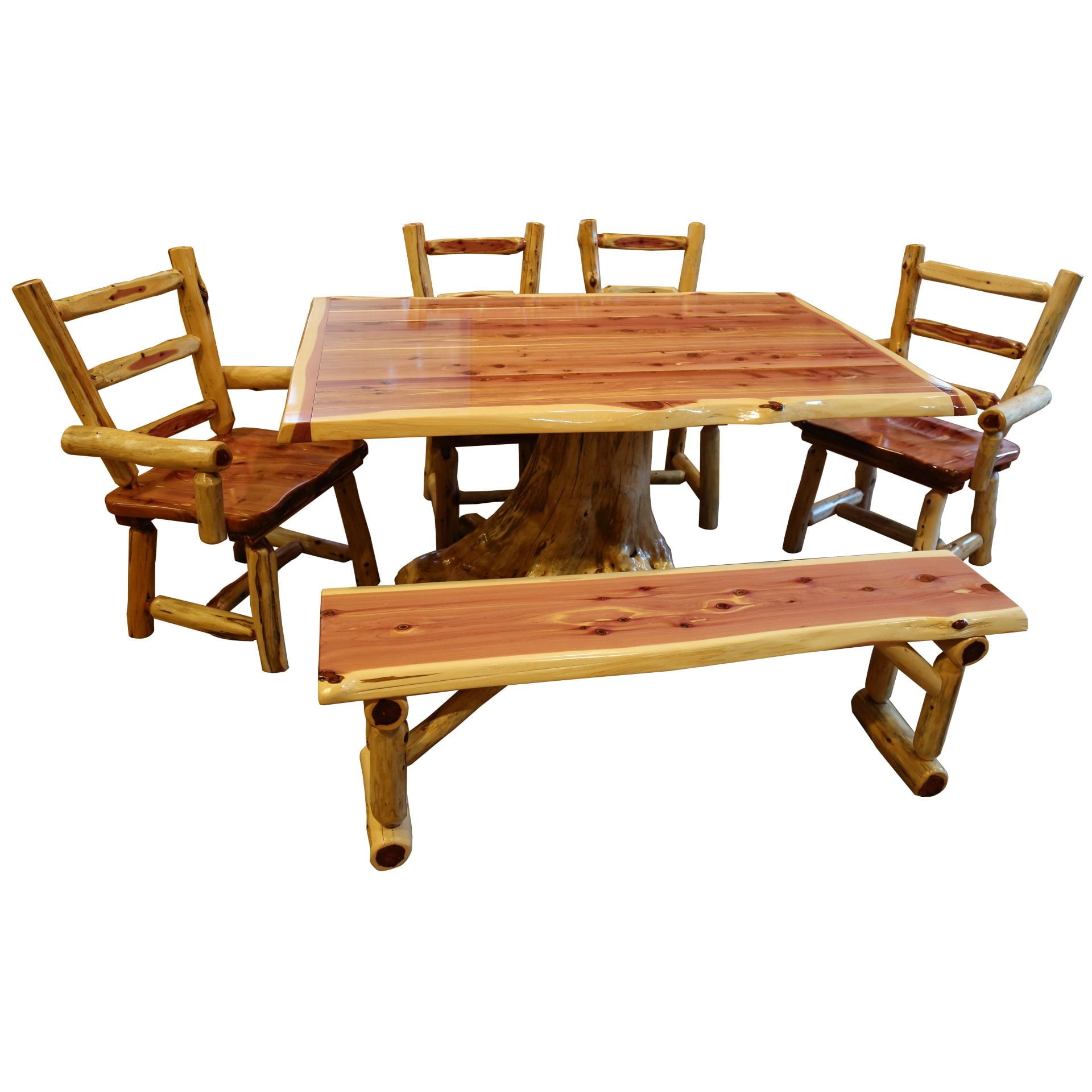 Rustic Red Cedar Log 6-Piece Stump Dining Set