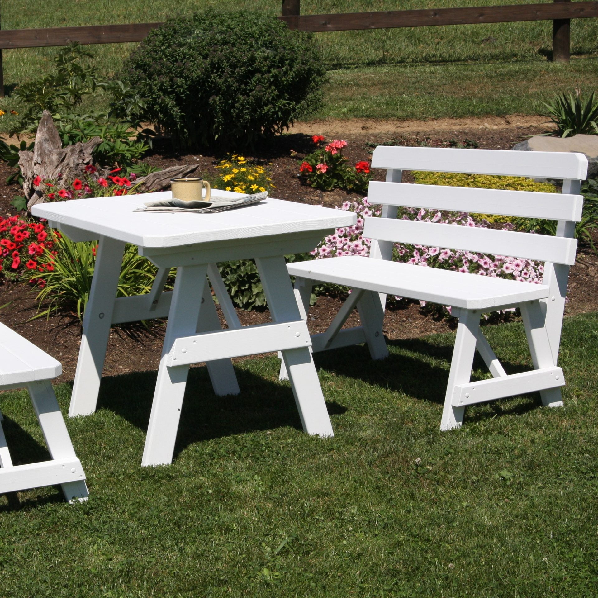 Pine Picnic Table with Backed Benches