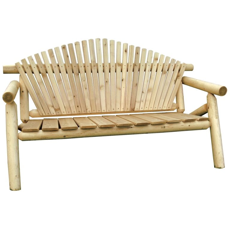 Outdoor White Cedar Log Adirondack Park Bench