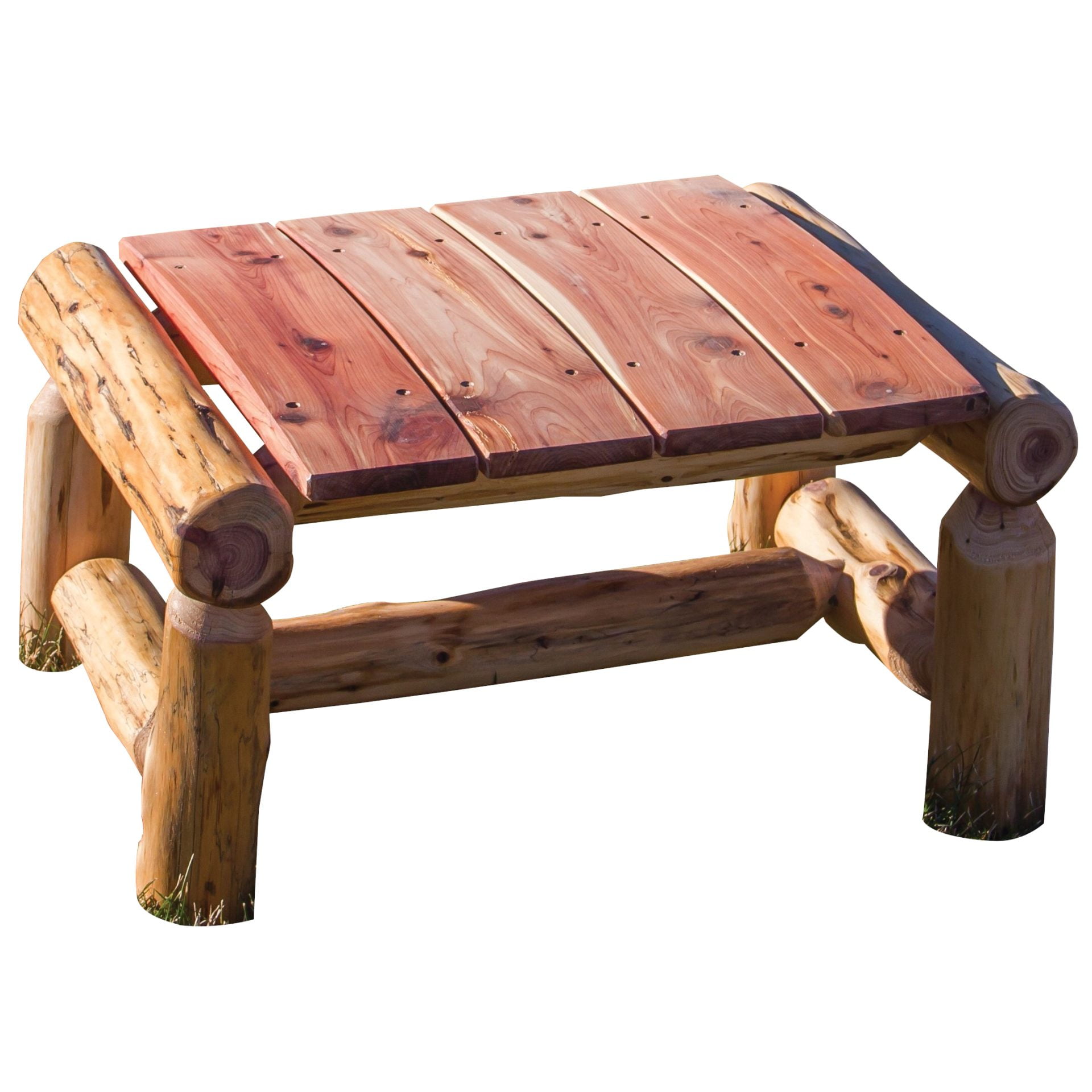 Outdoor Red Cedar Log Ottoman