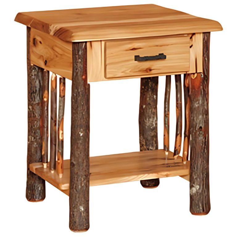 Rustic Hickory Wavy Edge Nightstand