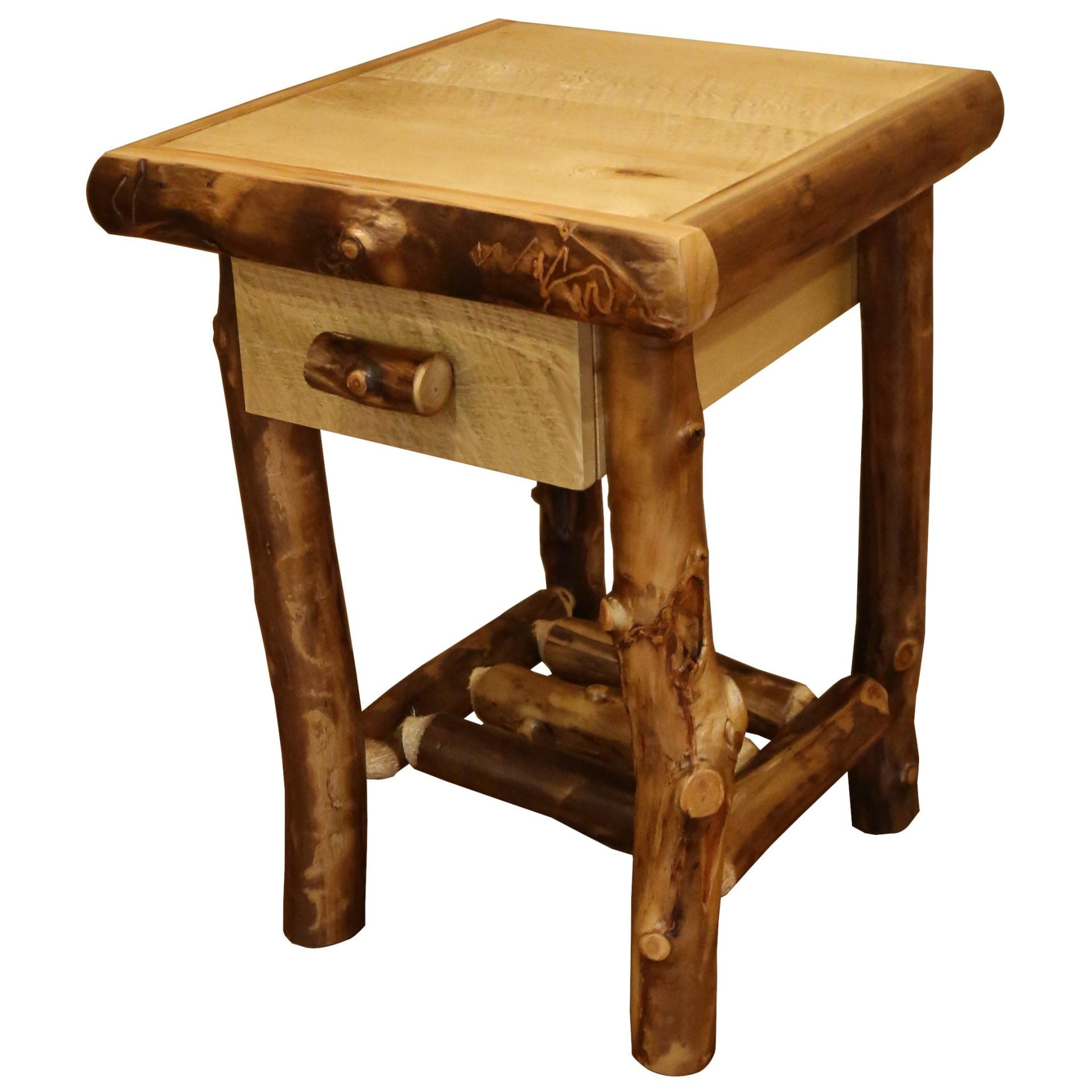 Rustic Aspen Log End Table