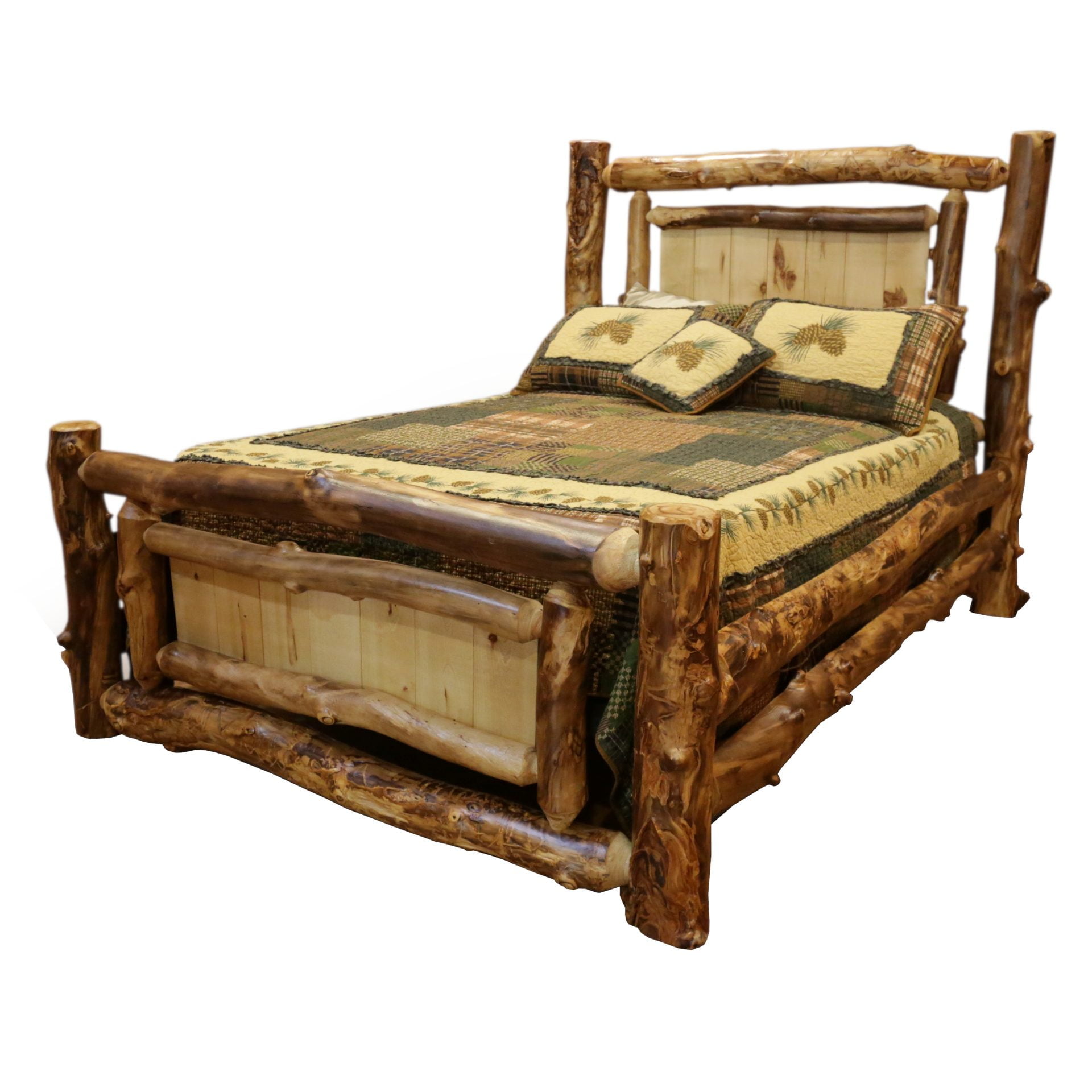 Rustic Aspen Log Panel Bed